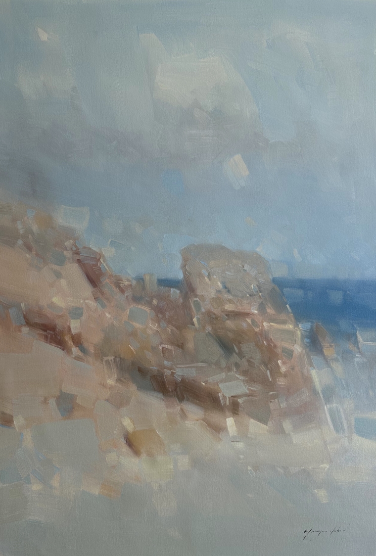 Bay Cliffs, Original oil Painting, Handmade artwork, One of a Kind                     